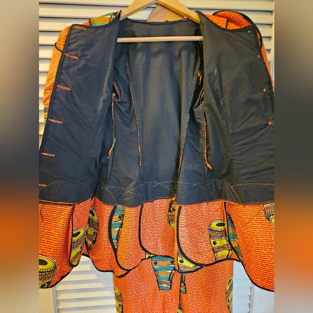 Vibrant Orange African Print Top And Skirt Set - Picture 7 of 11